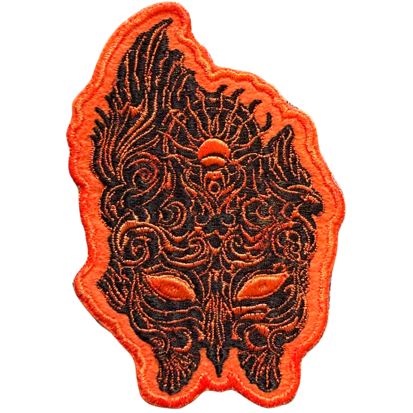 silver flames mask patch- Orange