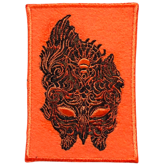 silver flame mask cover patch- orange