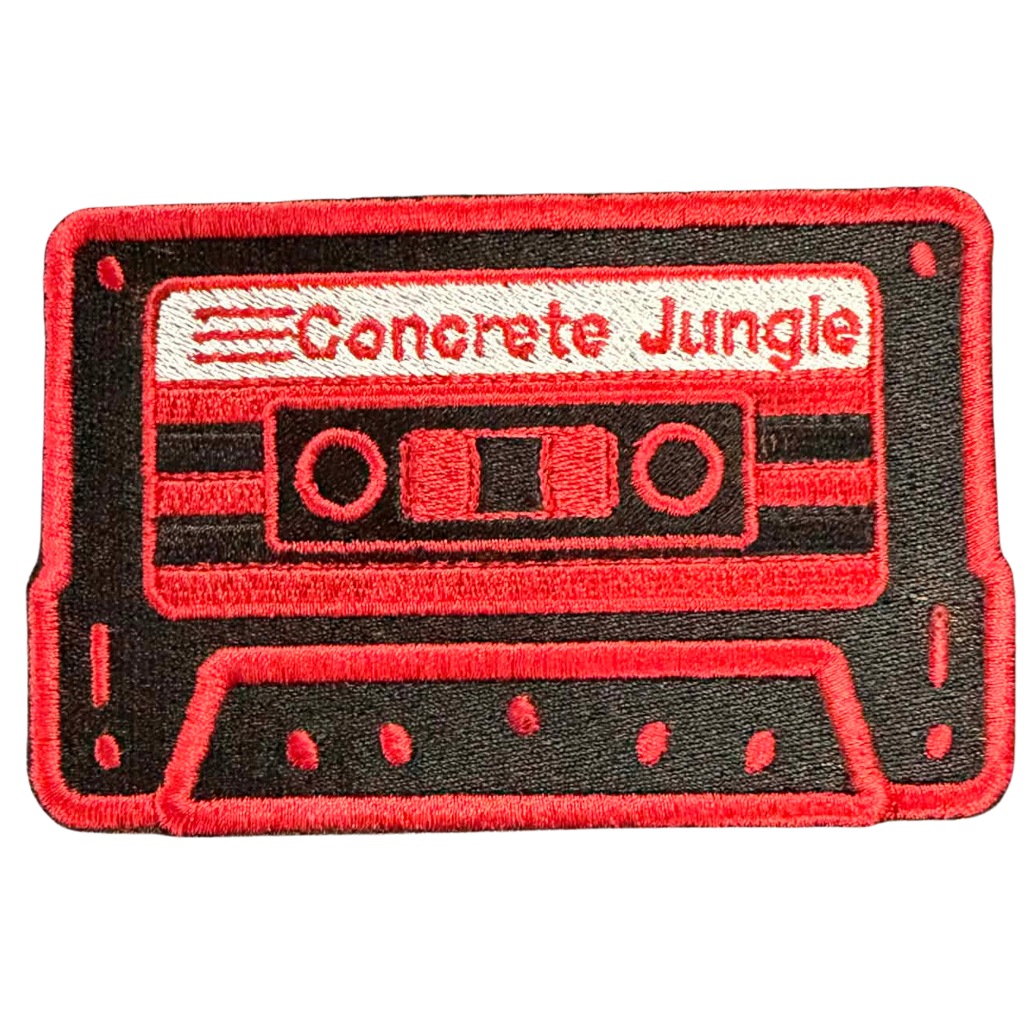 cassette patch collection- bad omens- concrete jungle- red/black